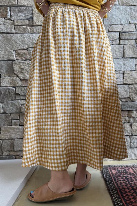 Nonni Gingham Ripley Skirt Indian Yellow